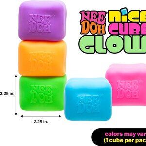 Nee Doh Orange Nice Cube Glow Sensory Toy (Glow in the Dark) Rare